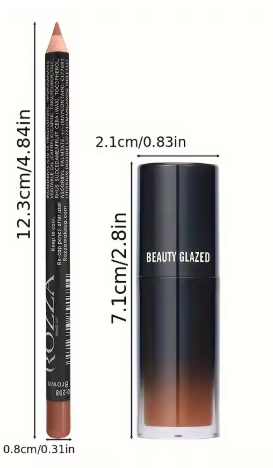 2pcs/Set Smooth Lip Liner+Lip Oil Set Lip Combo Waterproof Lip Liner Makeup, Long-Lasting Moisturizing Lip Makeup Lip Plump