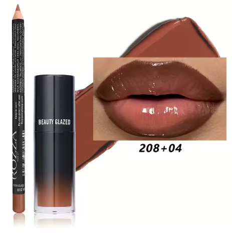2pcs/Set Smooth Lip Liner+Lip Oil Set Lip Combo Waterproof Lip Liner Makeup, Long-Lasting Moisturizing Lip Makeup Lip Plump