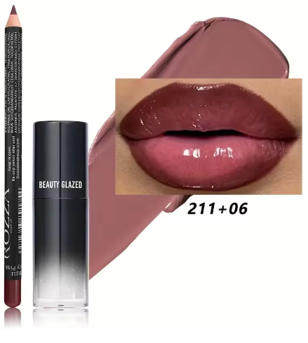 2pcs/Set Smooth Lip Liner+Lip Oil Set Lip Combo Waterproof Lip Liner Makeup, Long-Lasting Moisturizing Lip Makeup Lip Plump